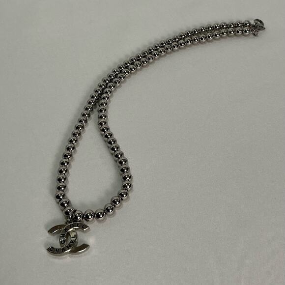 Chanel Silver Beaded Necklace - Picture 1 of 5